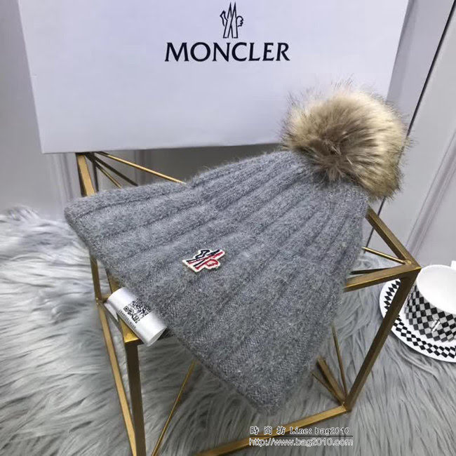 MONCIER蒙口 專櫃新品 原版高端狐狸毛球羊毛+兔絨 時尚百搭針織帽 LLWJ7895